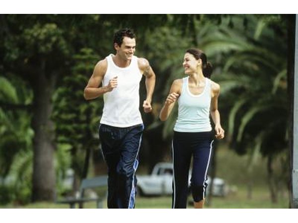 man and woman jogging