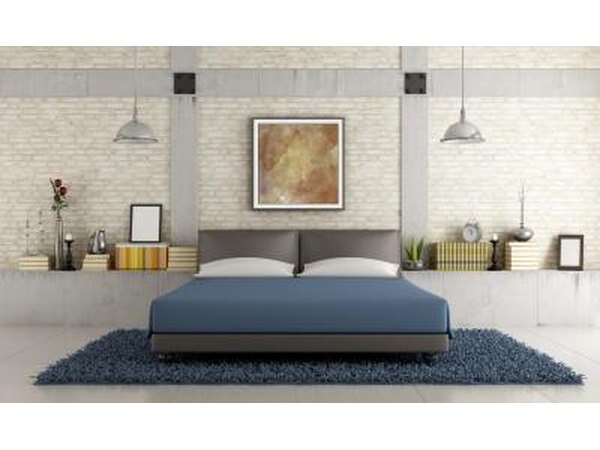 Navy blue bedding.