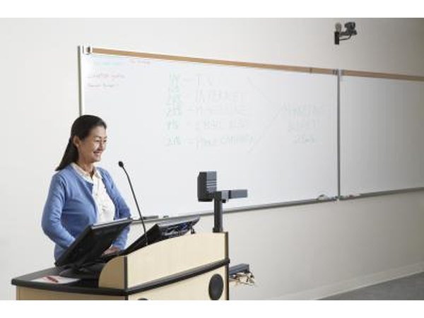 Woman practicing speech
