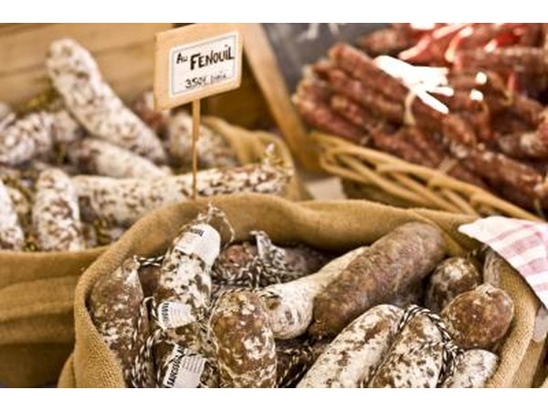 Fennel sausages at market