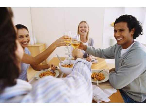 Friends toasting a dinner party