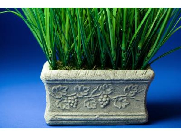 Decorative planter box with grass.