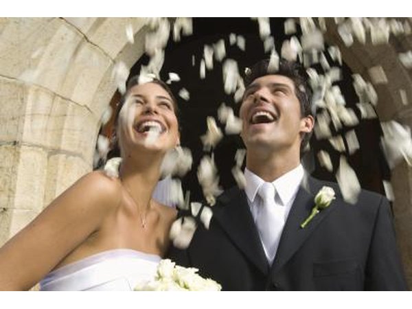 Bride and Groom leaving wedding to reception