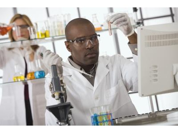 Toxicologists in lab.