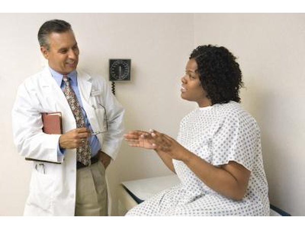 Patient talking to doctor