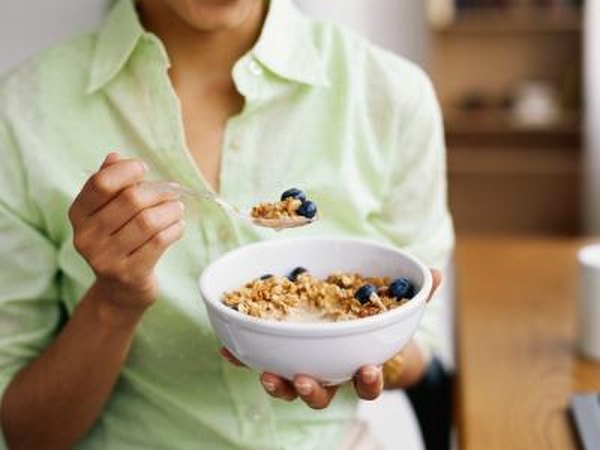 Woman eating cereal