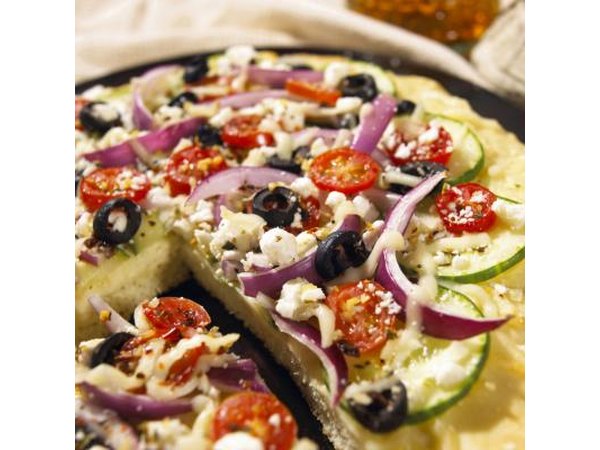 Vegetarian pizza with feta cheese