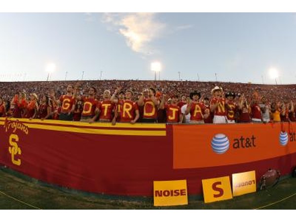 Fans cheer on the University of Southern California Trojans