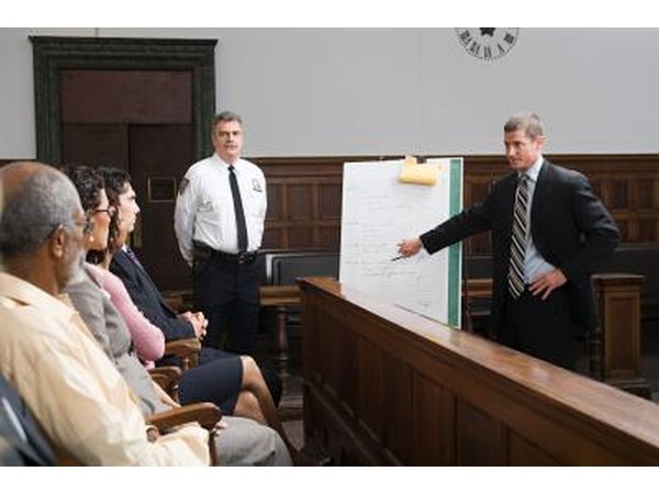 Lawyer at work in the courtroom
