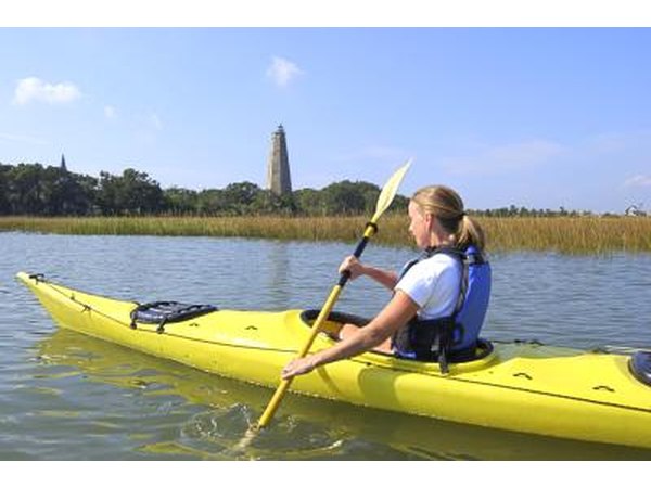 Teenage girl kayaking