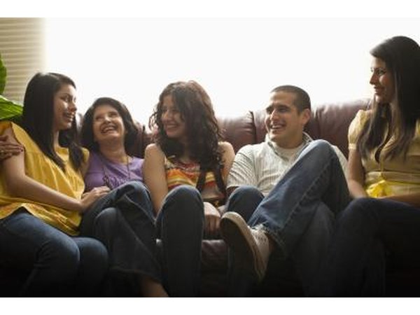 Family sitting on couch