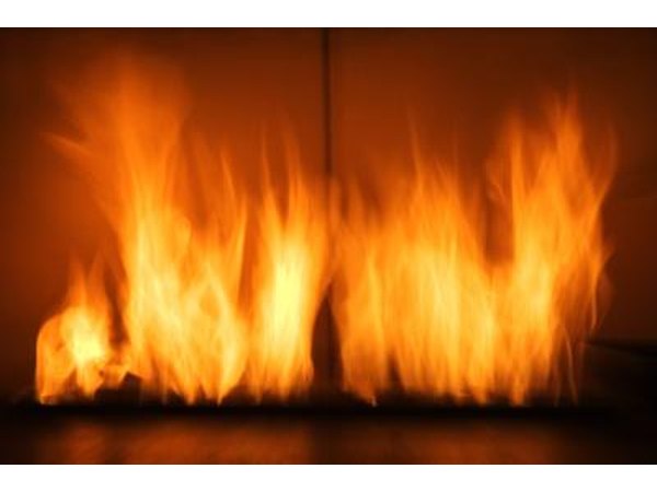 Flames in a brick oven