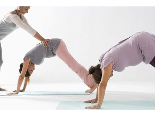 Pregnant woman doing yoga