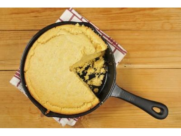 Cornbread in a skillet.