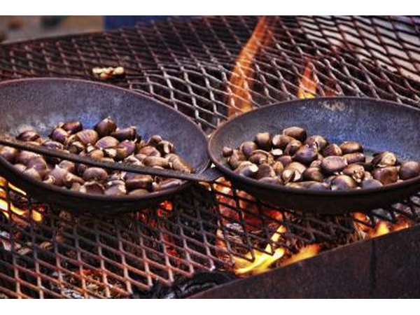 Cooking grate on outdoor grill.
