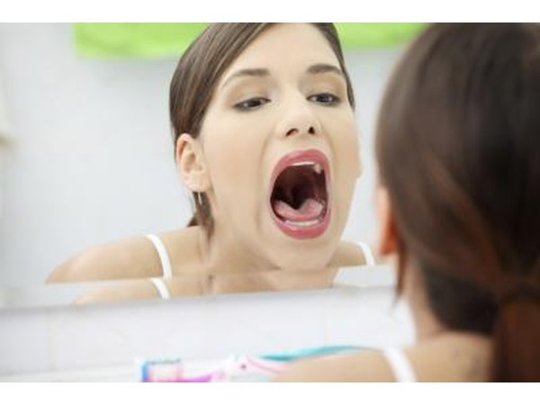 Woman looking in mouth