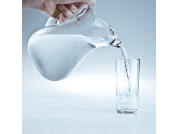 Pitcher of water pouring into a glass.