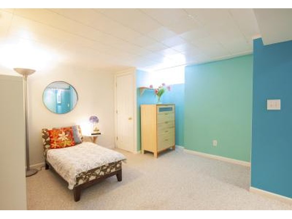 Bedroom in a finsihed basement.