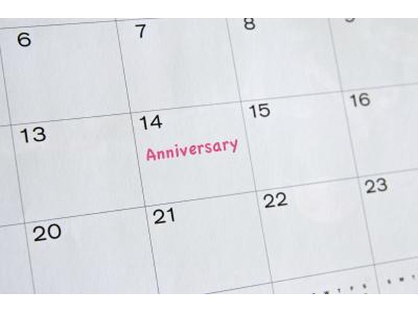 Calendar with anniversary date marked