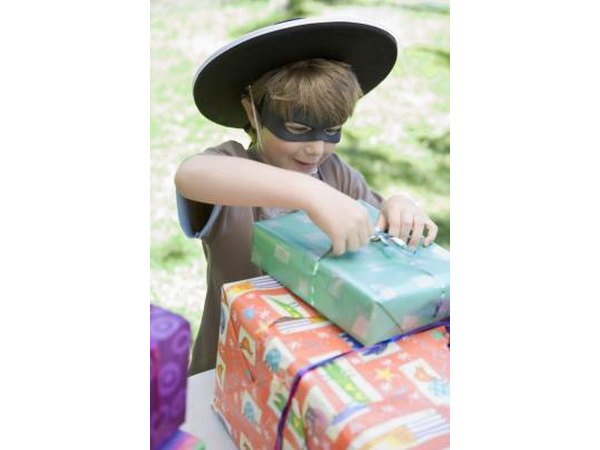 Boy opening a birthday present