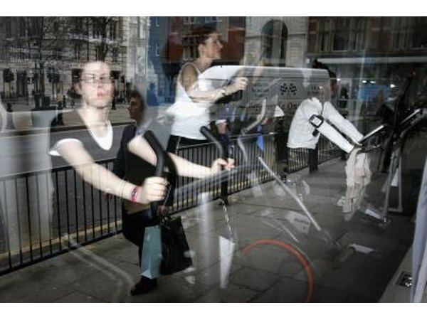 People circuit training inside window