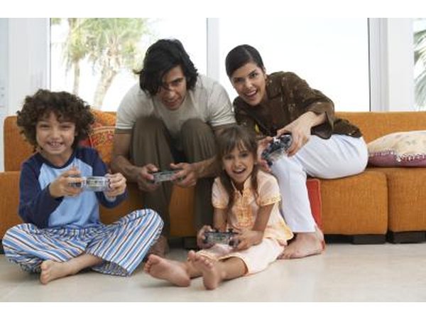 Parents having pajama party with children