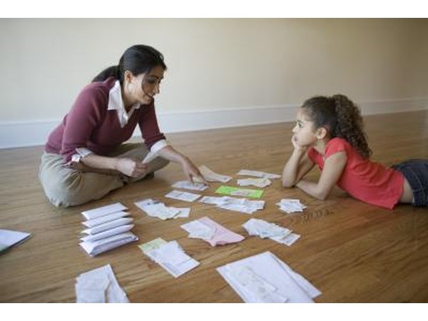 Mother going over bills