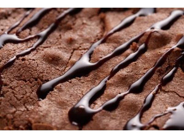 brownie with chocolate syrup