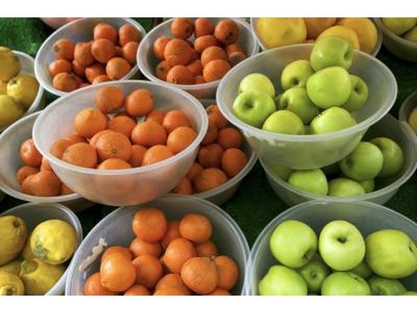 Fruit displayed in bowls