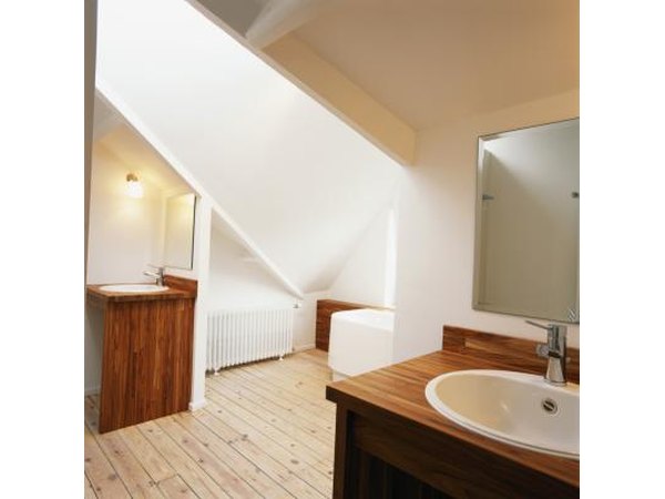Modern bathroom with ceramic flooring