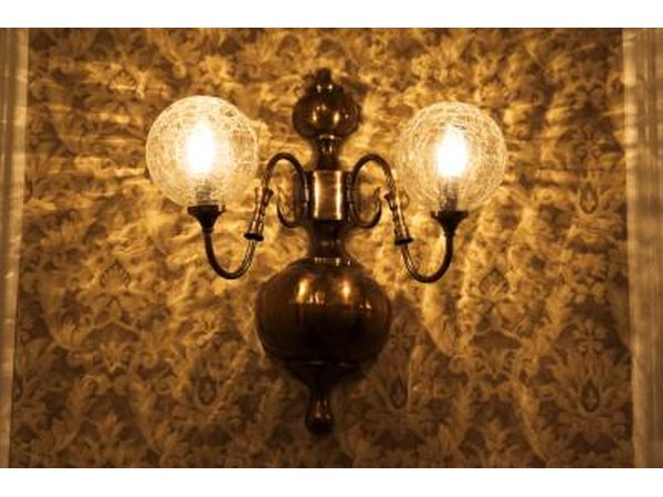 Old lamp and wallpaper