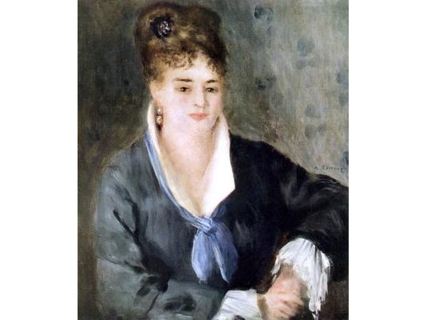 Lines guide the eye to the face, the emphasis in Pierre-Auguste Renoir's Woman in Black.