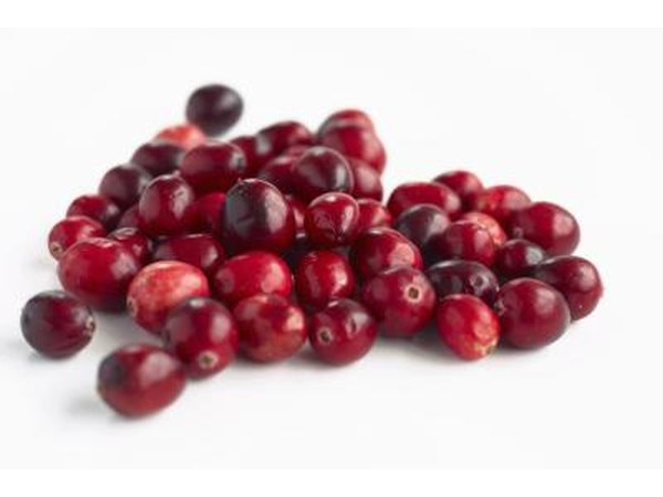 Fresh cranberries are bright, round and firm.