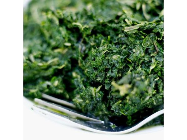 A close up of chopped spinach.