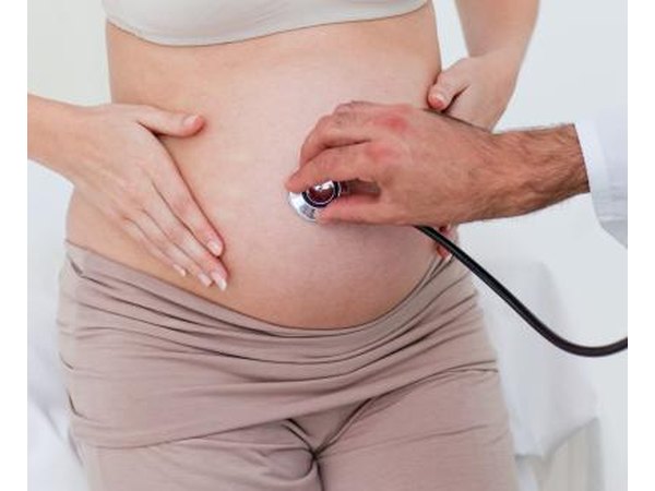 Pregnant female at doctor.