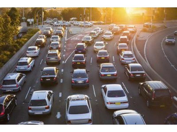 Traffic jam on a freeway