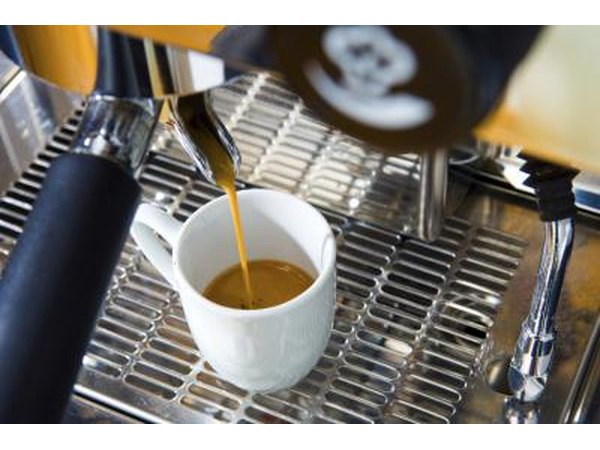 Espresso machine in action