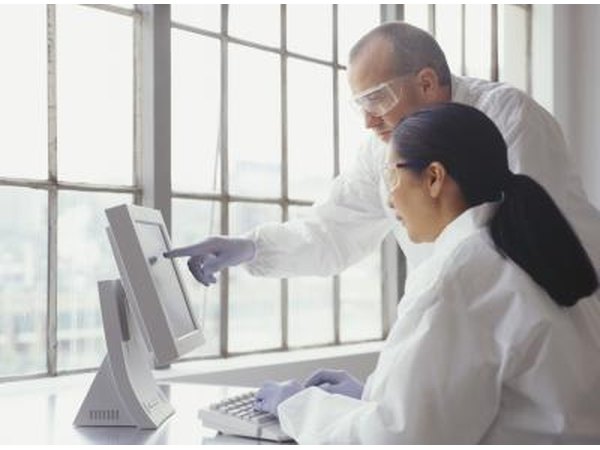 Scientist using computer