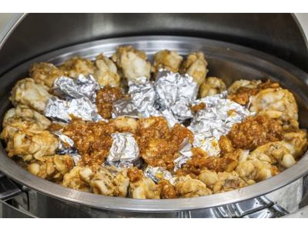 Chicken wings in a warming cabinet