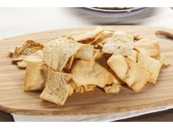 Pita chips made from whole wheat pita.