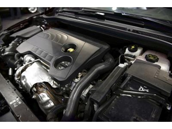A close-up of a clean car engine