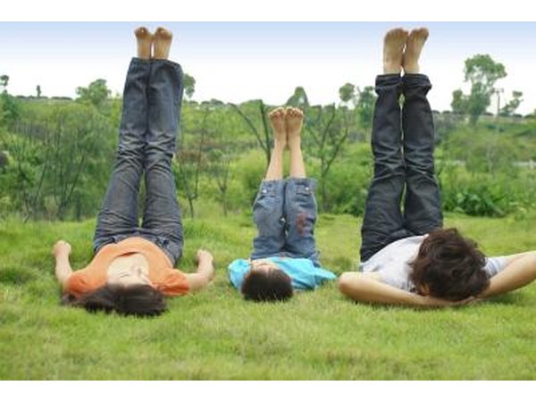 Family exercising outdoors