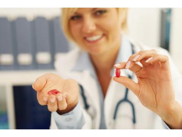 Doctor holds antibiotic