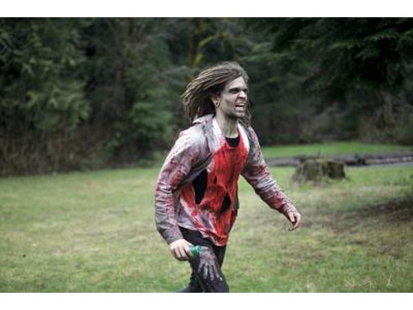 Young man dressed as zombie