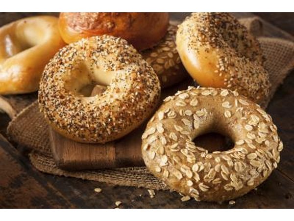 Assorted bagels.