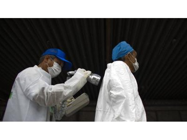Man being screened for radiation who lives near the damaged Fukushima Nuclear Plant in Japan.