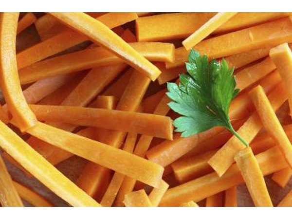 Carrot sticks with a parsley garnish
