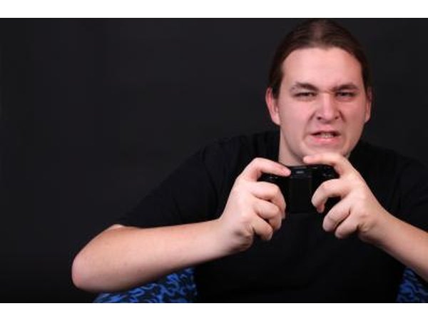 Man getting frustrated with video game connection