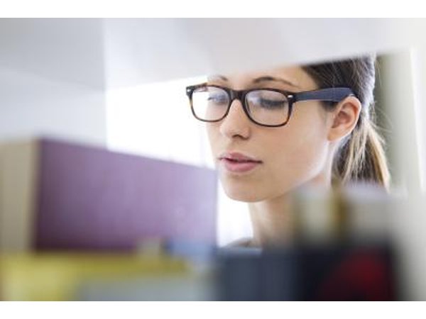 Woman working in library