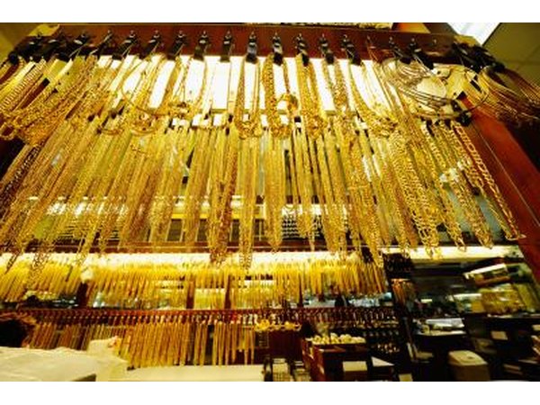 Gold chains on display in Los Angeles, CA. store